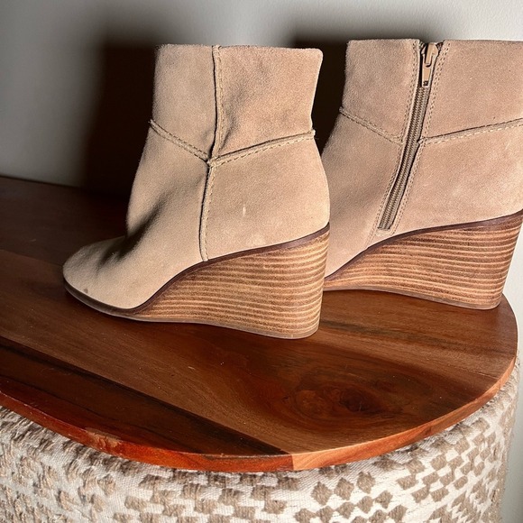 Lucky Brand Tan Suede Wedge Booties | Women's Casual Boho Ankle Boots - Picture 2 of 7